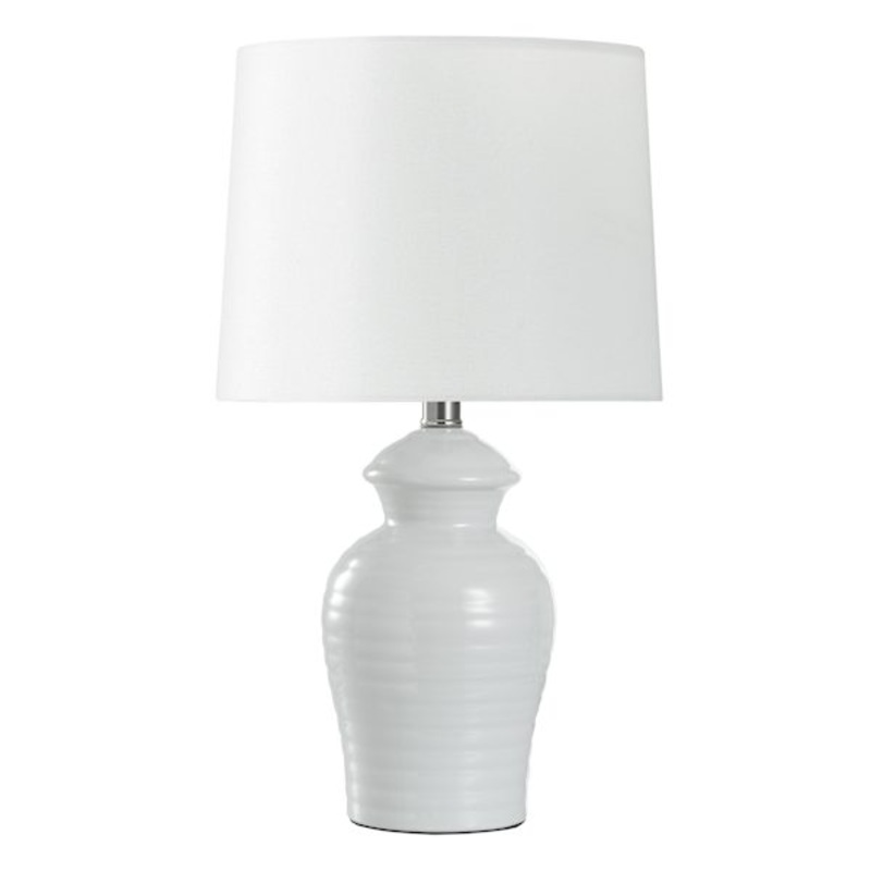 White Ceramic Small Table Lamp with Shade, 14.5″