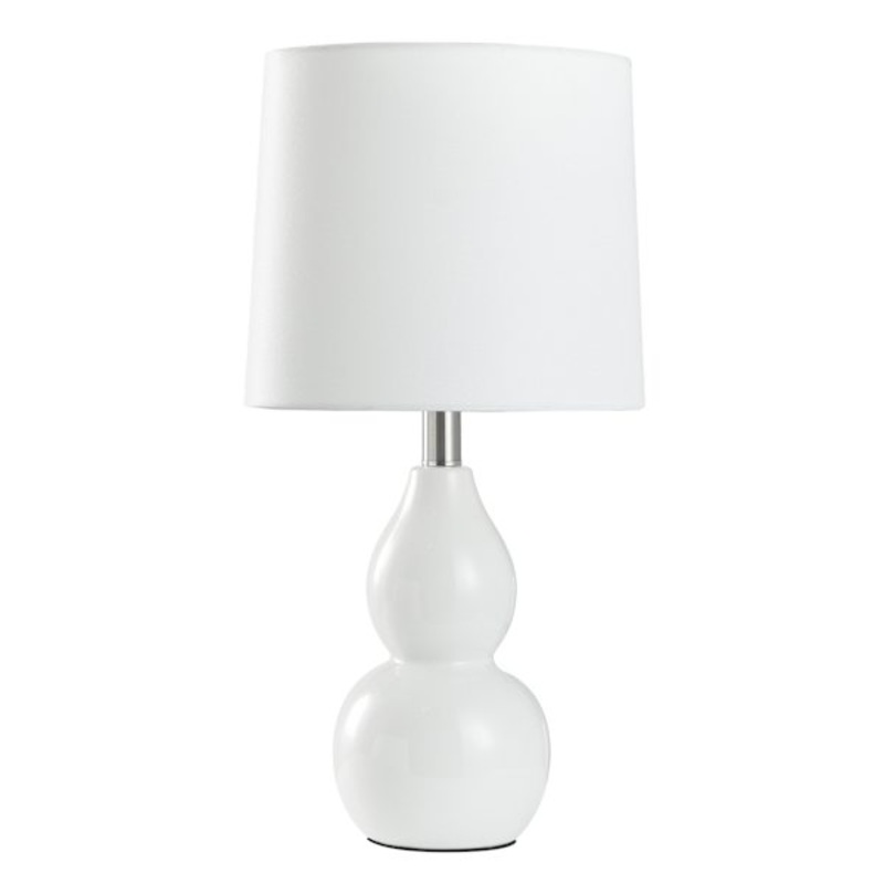 White Double Gourd Small Table Lamp with Shade, 18.5″