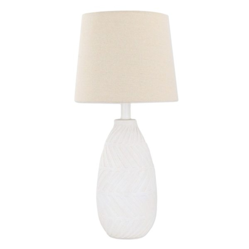White Medium Table Lamp with Shade, 24″