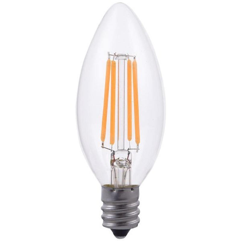 2-Pack Filament Candle Bulb 4W 120V 2700K Clear Dimmer 320Lm E12