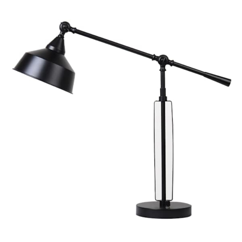 Black Metal Adjustable Desk Lamp with USB, 25″