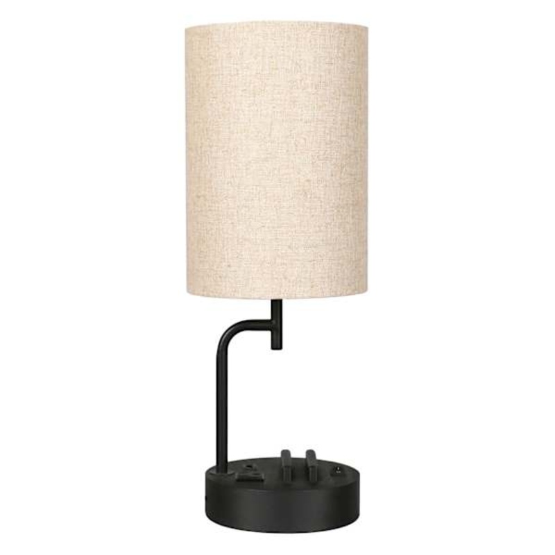Black Metal USB Desk Lamp with Phone Holder, 19″