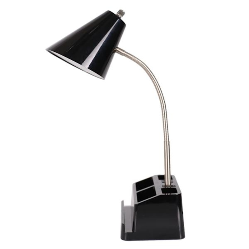 Black Task Organizer Lamp, 16″