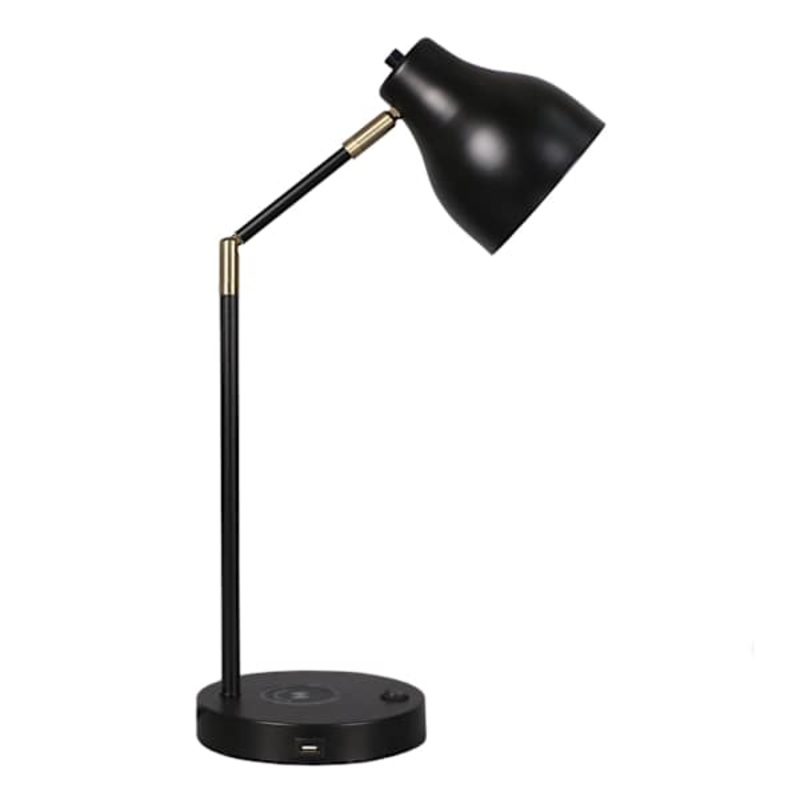 Black Tech Desk Lamp with Wireless Charging Base, 20″