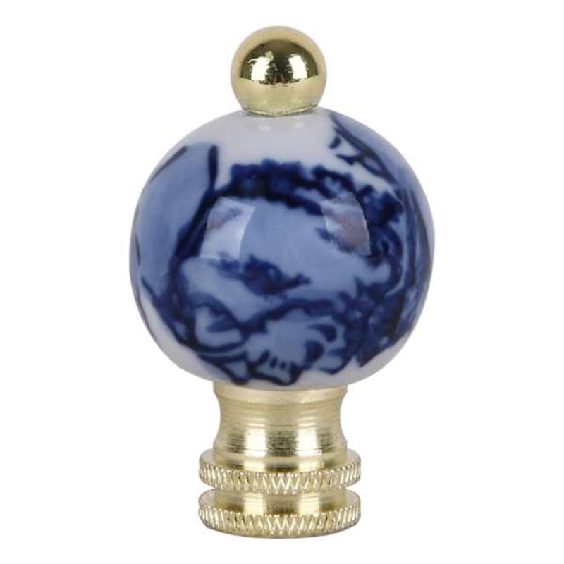 Ceramic Chinoiserie Orb Finial, 2.5″
