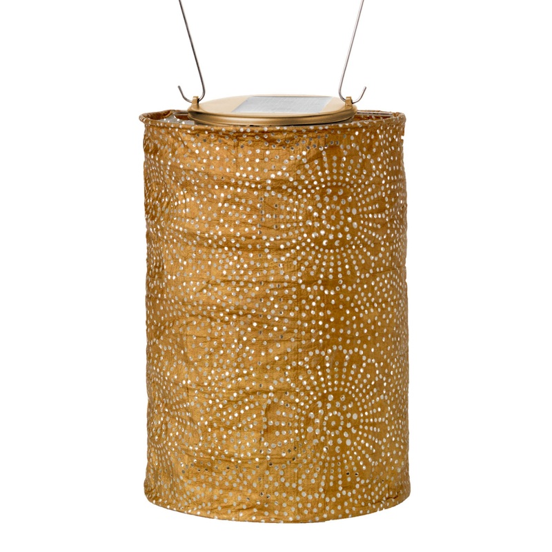Fabric Floral Cylinder Solar LED Lantern