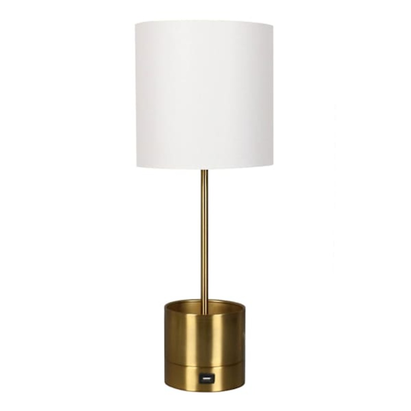 Gold Metal Storage Small with Lamp, 20.5″