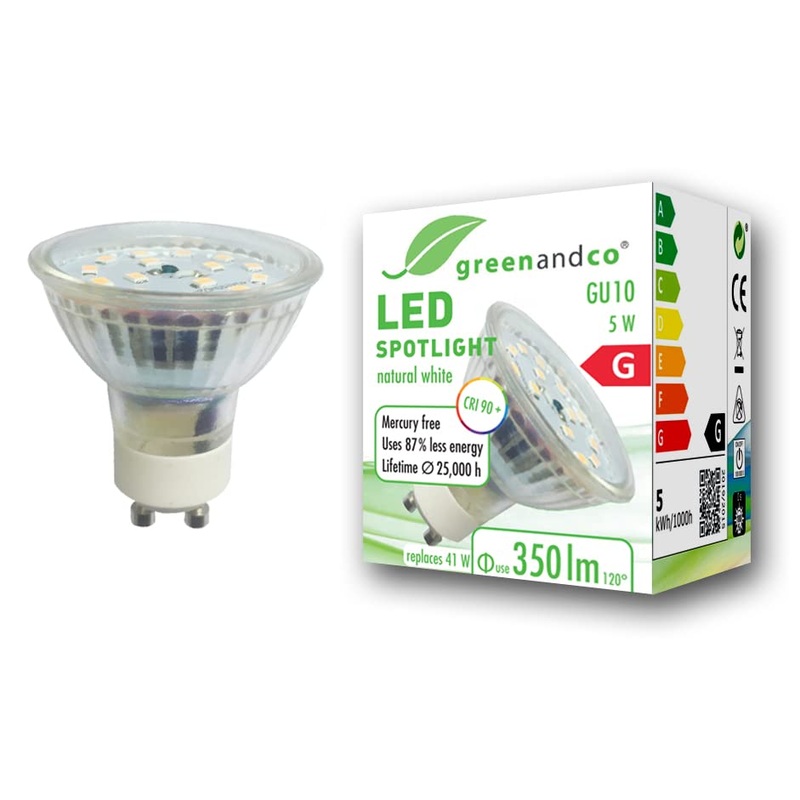Greenandco CRI 90+ GU10 LED Spot 5W 350 LM 110 4000K neutral white 230V flicker -free not dimmable 2 years guarantee 5W 4000K 110 1 piece (1 Pack)