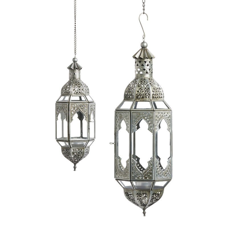 Latika Antique Zinc Hanging Candle Lantern