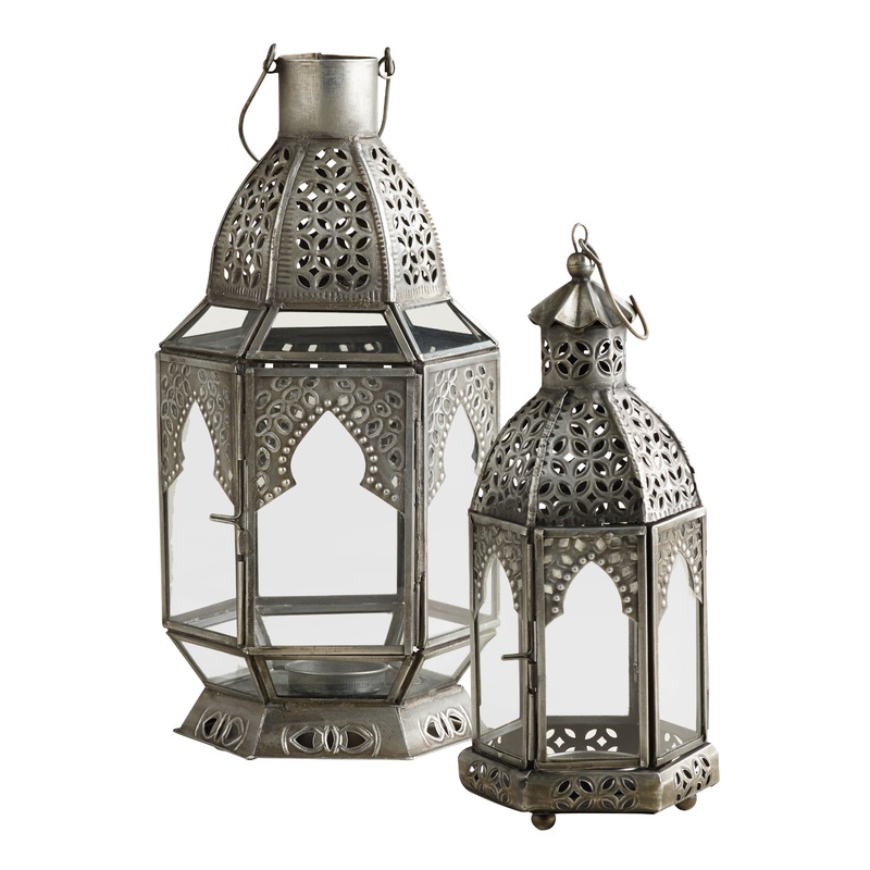 Latika Antique Zinc Tabletop Candle Lantern
