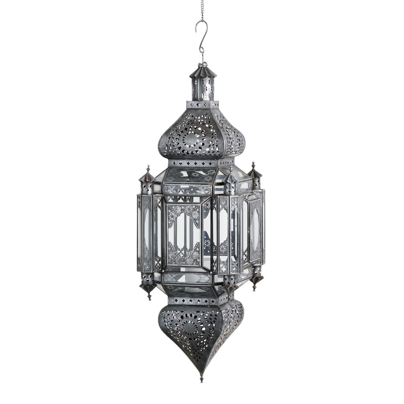 Latika Extra Large Antique Zinc Hanging Candle Lantern