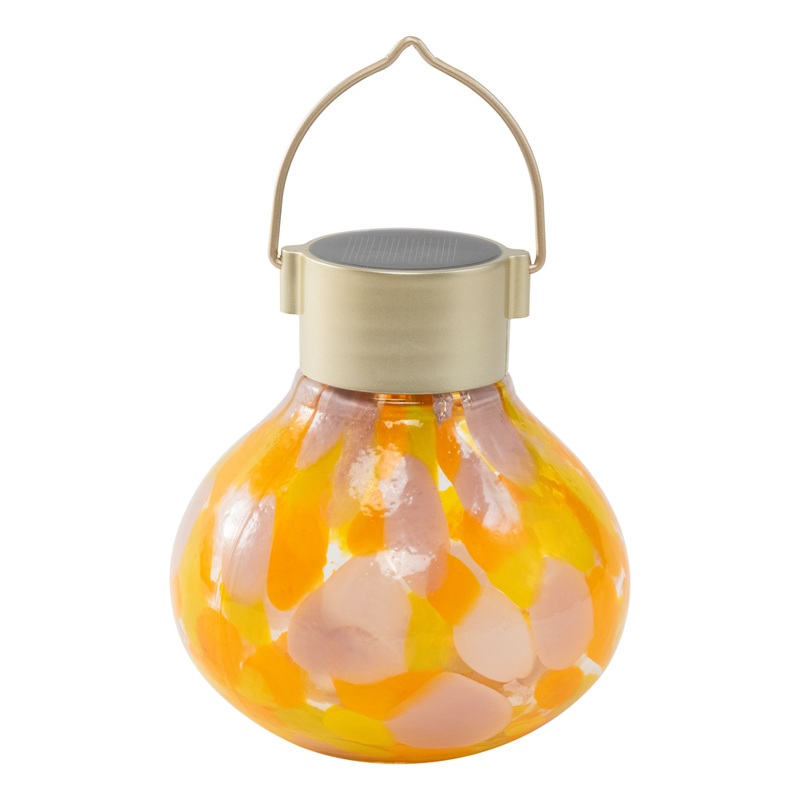Paulina Yellow and Pink Handblown Glass Solar LED Lantern