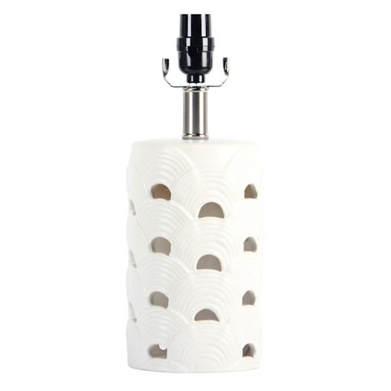 White Ceramic Cut Out Lamp 14In