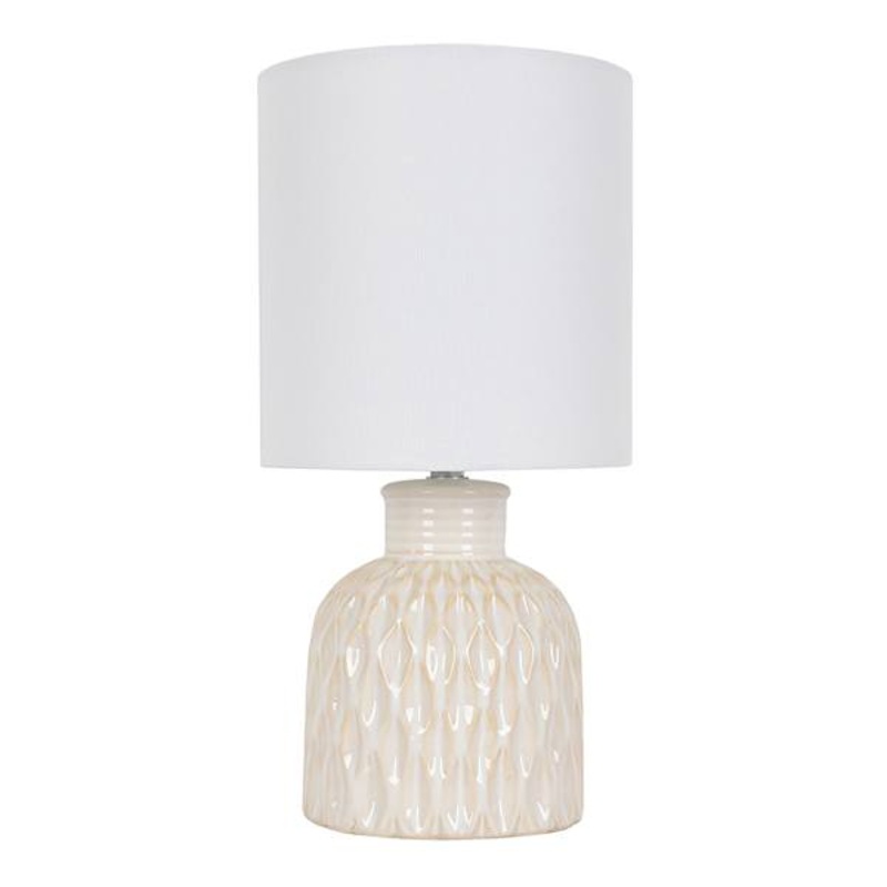 White Ceramic Mini Table Lamp with Shade, 12″