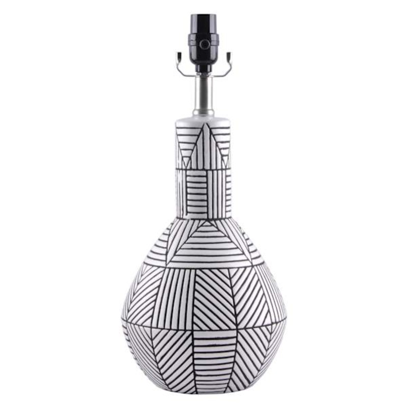 White & Grey Geo Ceramic Accent Lamp Base, 18″