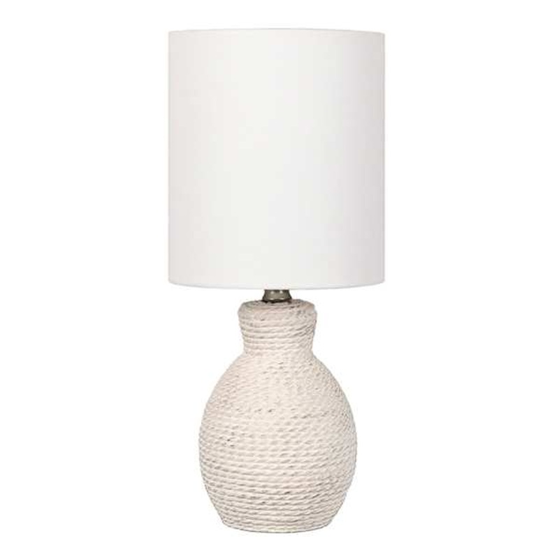 White Ribbed Mini Table Lamp with Shade, 12″