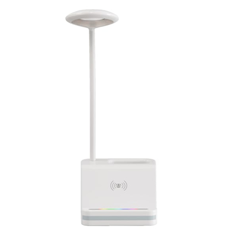 White Task Lamp with Organizer, 21.5″