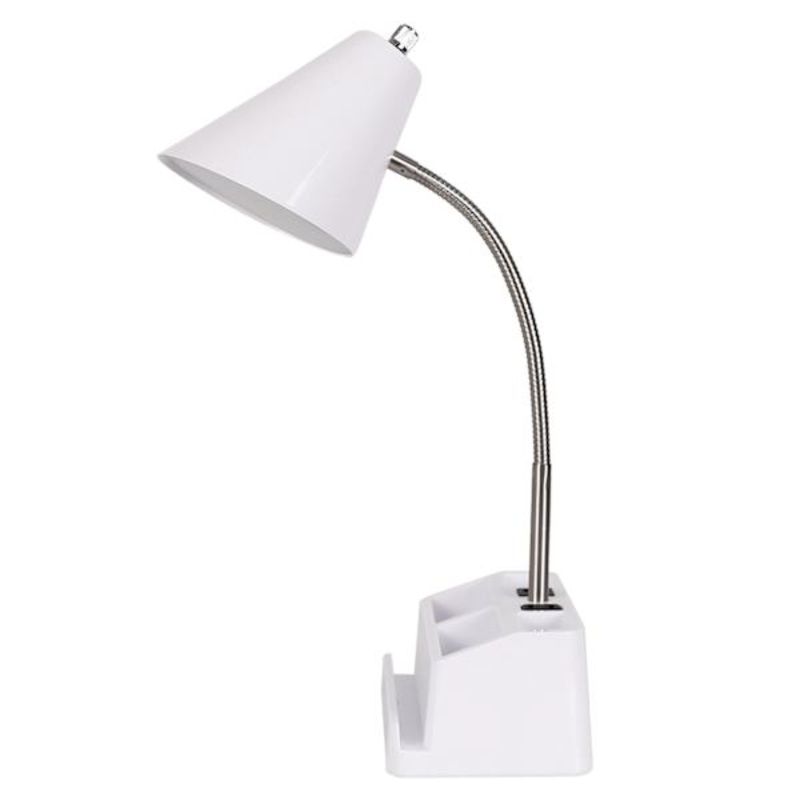 White Task Organizer Lamp, 16″