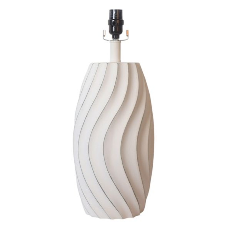 White Wavy Design Table Lamp, 19.5″
