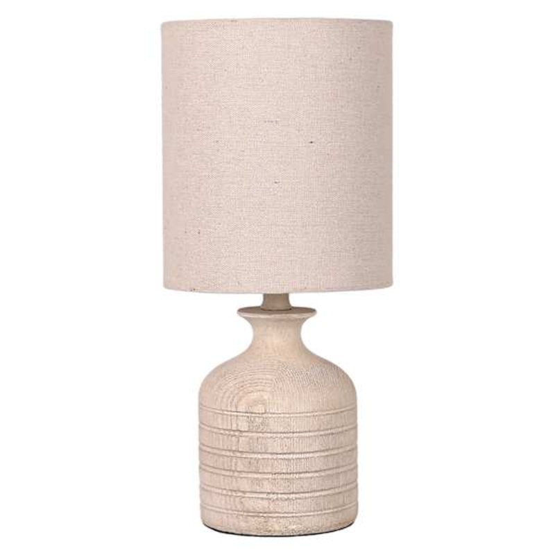 Whitewash Wood Finish Mini Table Lamp with Shade, 12″