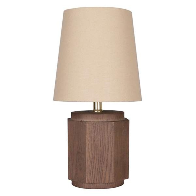 Wood Resin Faux Wood Mini Lamp with Shade, 12.5″