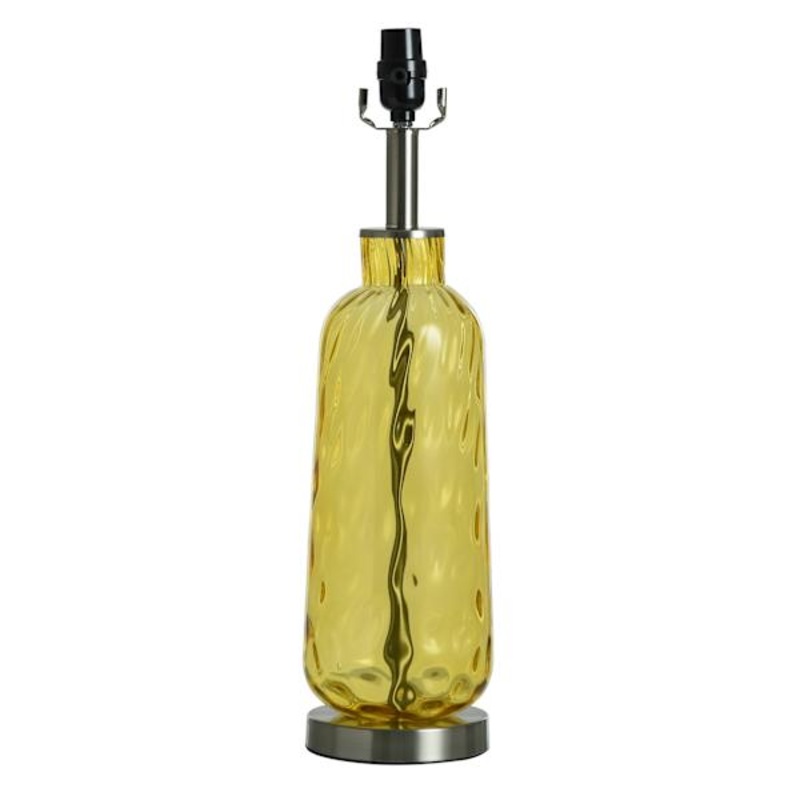 Yellow Dimpled Glass Lamp, 21.5″