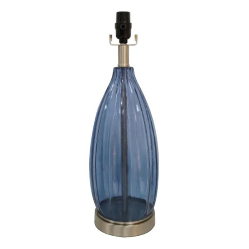 19In Blue Ribbed Glass Table Lamp