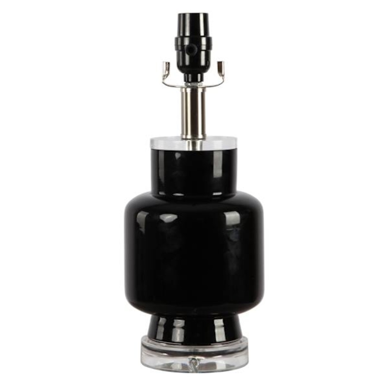 Black Glass Modern Accent Lamp, 14″