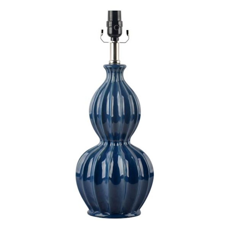 Blue Ceramic Ribbed Table Lamp, 19″
