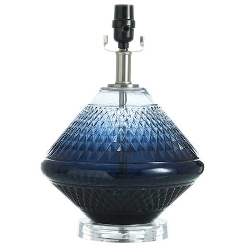 Blue Ombre Cut Glass Lamp, 15″
