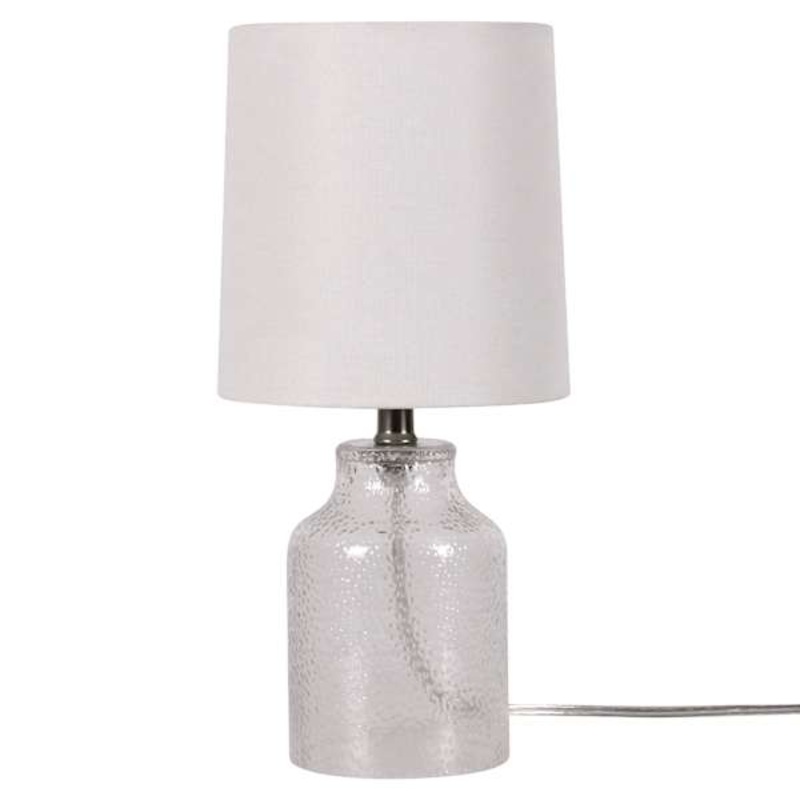 Clear Dimpled Glass Mini Table Lamp with Shade, 13″