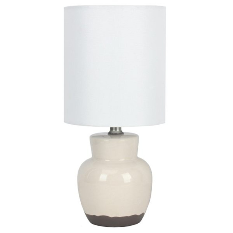 Cream Ceramic Urn Accent Lamp with Shade, 13″
