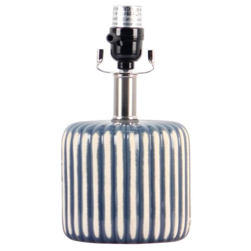 Dark Grey Striped Ceramic Small Lamp Base, 10″
