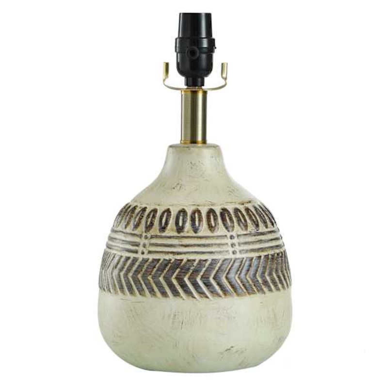 Distressed Brown & White Accent Lamp Base, 13.5″