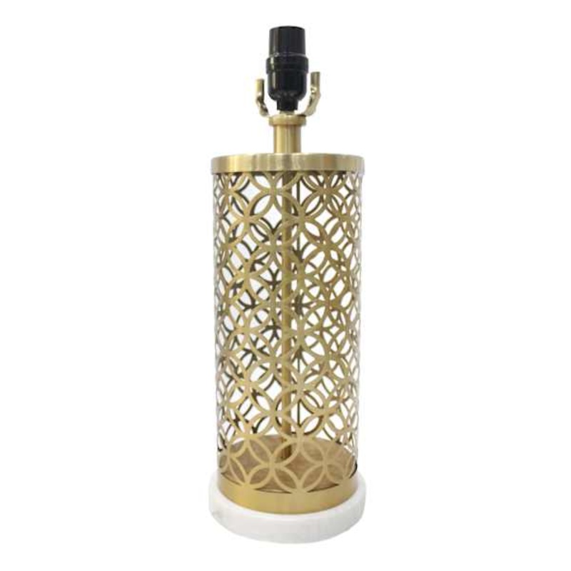 Gold Metal Cut Out Small Lamp with Marble Base, 16.7″