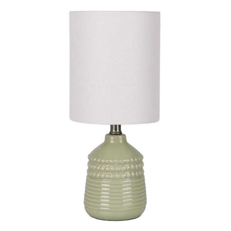Green Ceramic Dot Mini Table Lamp with Shade, 12″
