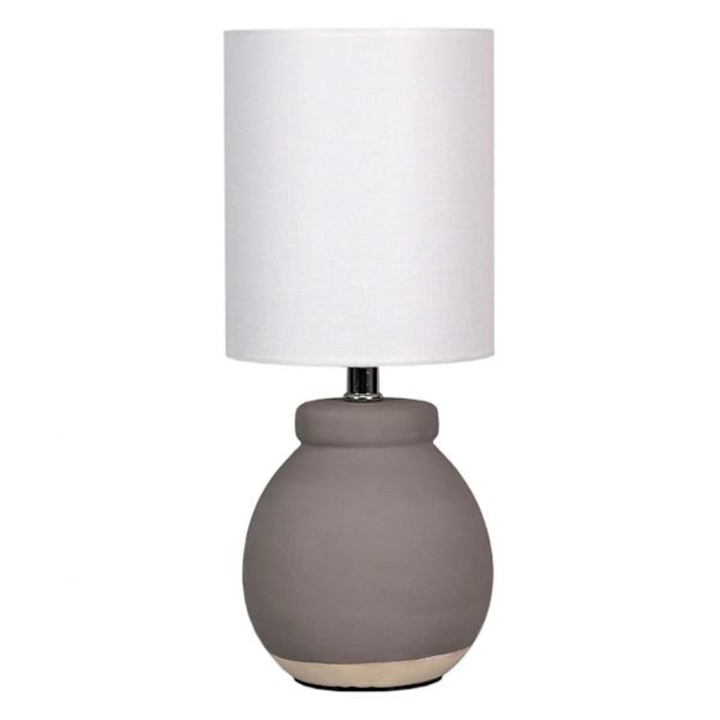 Grey Textured Ceramic Mini Table Lamp with Shade, 13″