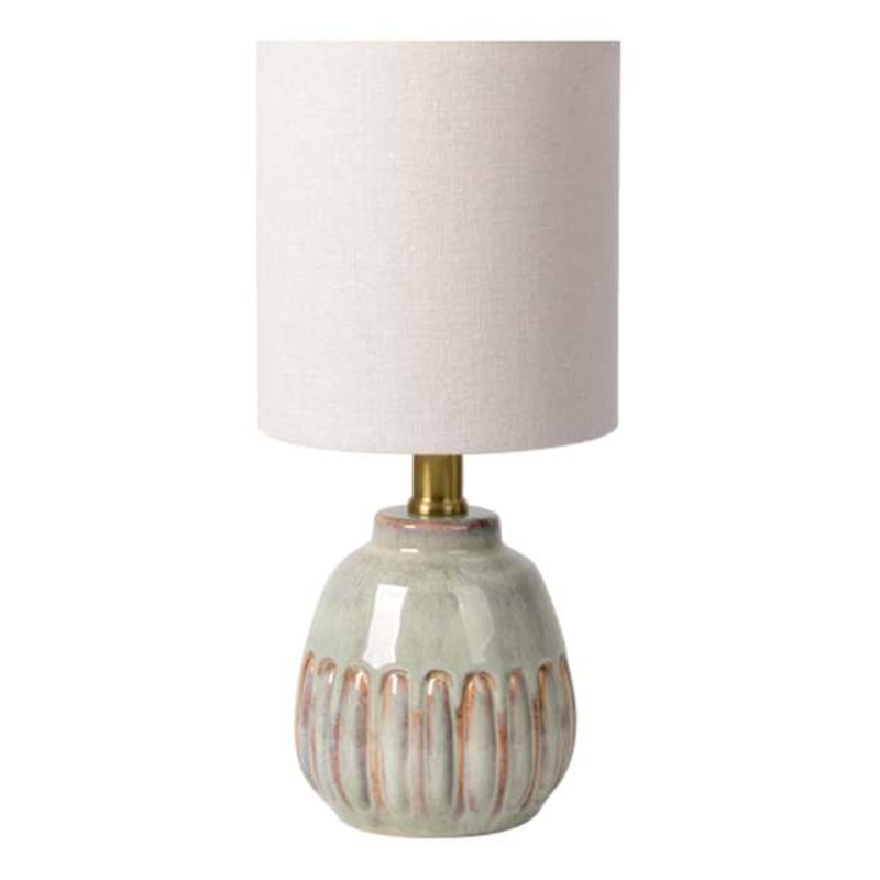 Honeybloom Green & Brown Reactive Glaze Mini Table Lamp with Shade, 12″
