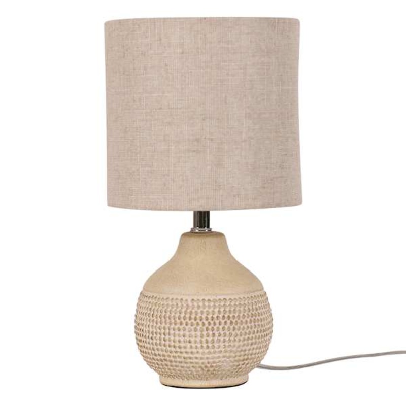 Honeybloom Neutral Textured Mini Table Lamp with Shade, 13″