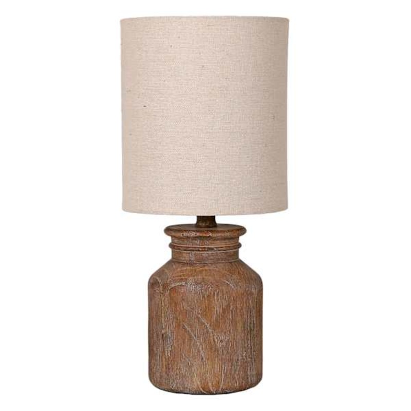 Honeybloom Walnut Wood Finish Mini Table Lamp with Shade, 12″