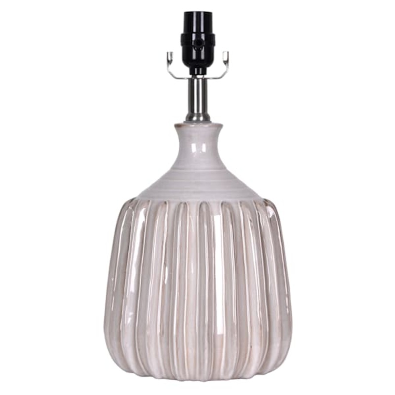 Honeybloom White Ribbed Ceramic Small Lamp Base, 16″