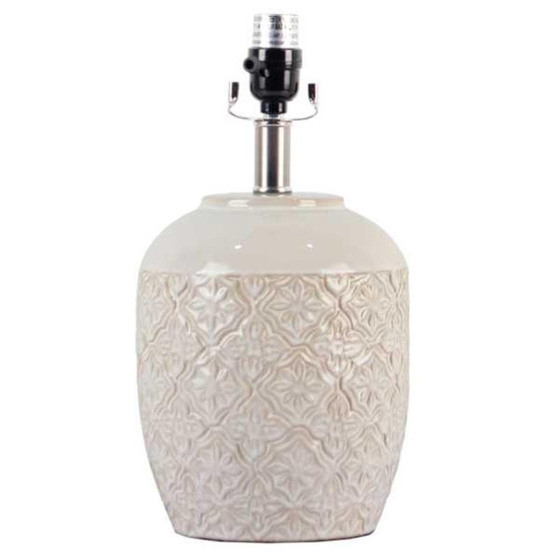 Honeybloom White Textured Ceramic Small Lamp Base, 14.5″