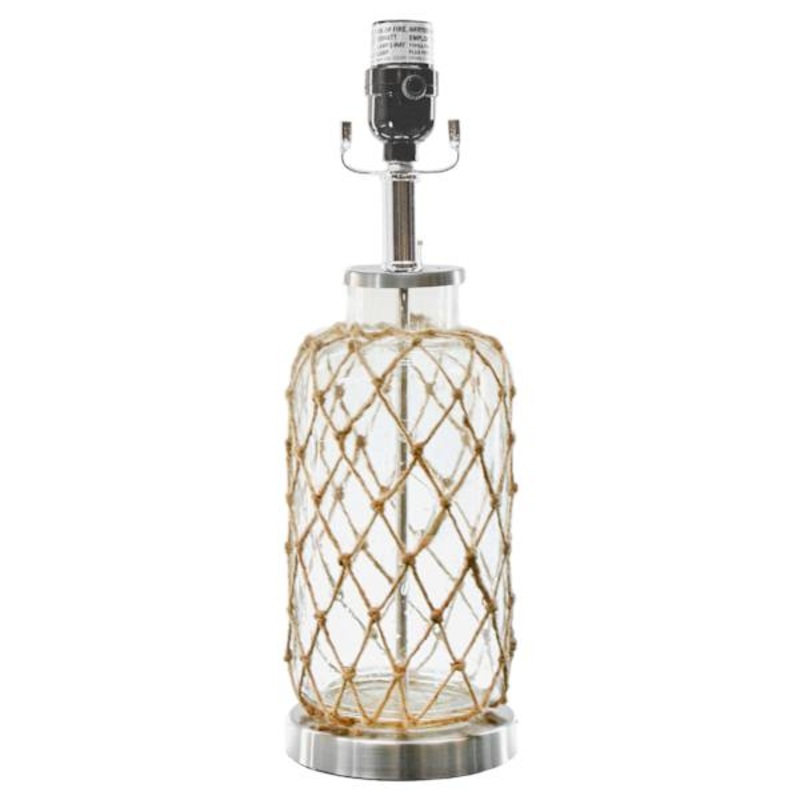 Jute Rope Seeded Glass Accent Lamp Base, 18″