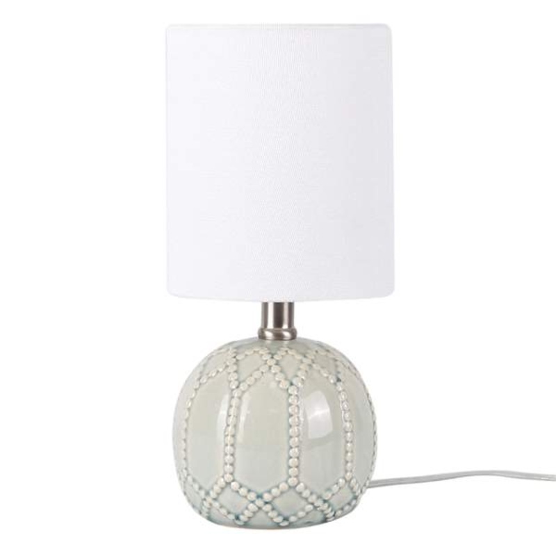 Light Blue Ceramic Mini Table Lamp with Shade, 13″