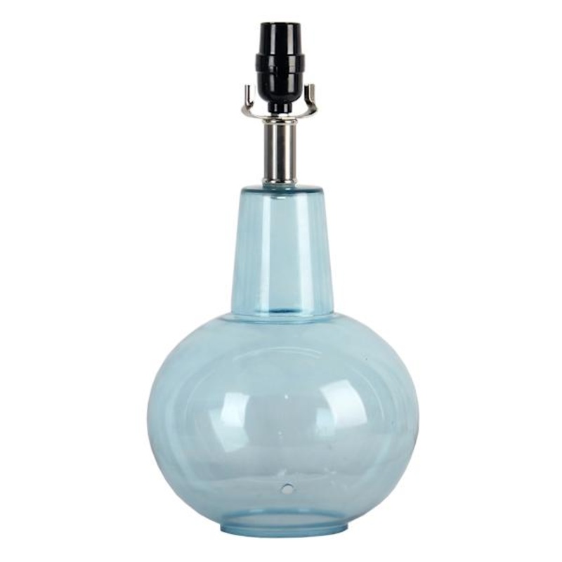 Light Blue Glass Round Accent Lamp Base, 16″