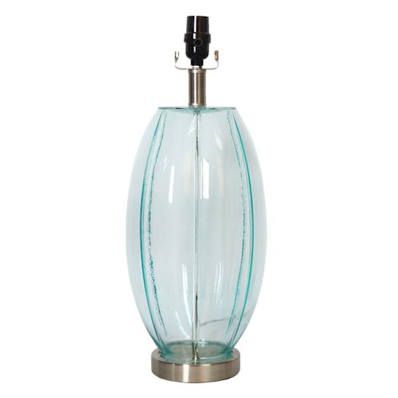 Light Teal Art Glass Table Lamp, 19″