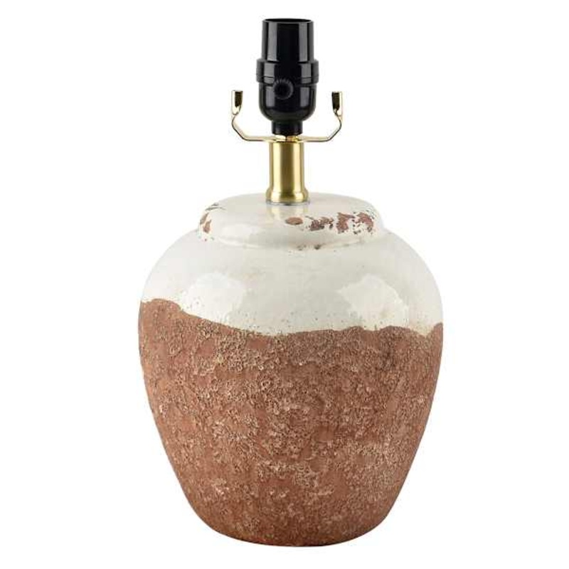 Natural Ceramic Two-Toned Textured Small Lamp Base, 12″