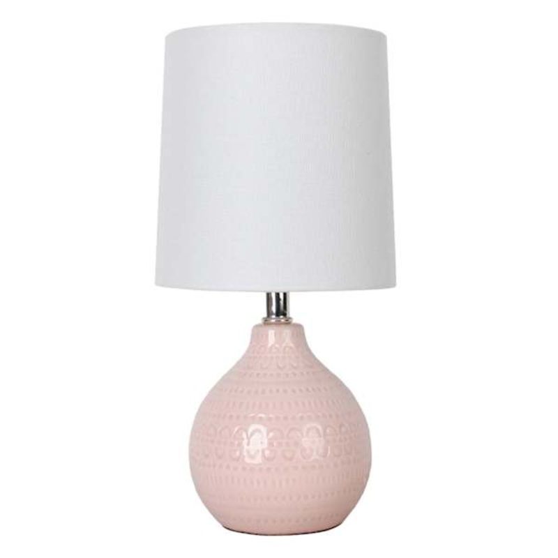 Pink Ceramic Mini Table Lamp with Shade, 12″