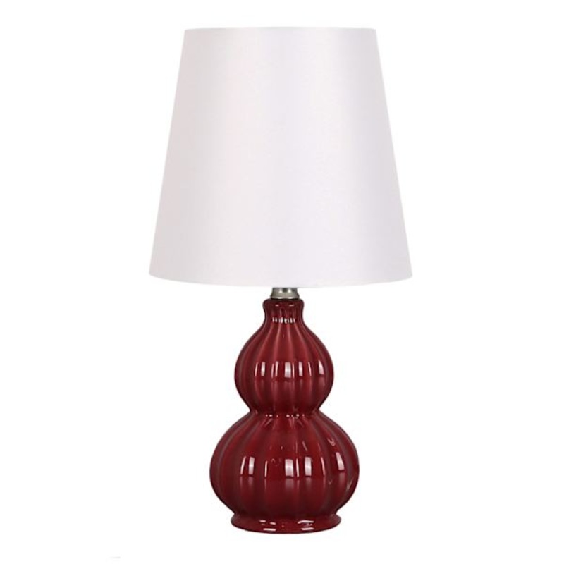Pomegranate Double Gourd Ceramic Mini Table Lamp with Shade, 13″