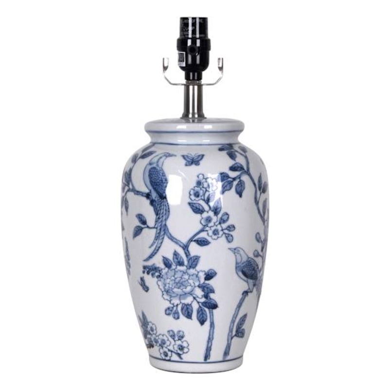 Providence Blue & White Chinoiserie Small Lamp Base, 15.5″